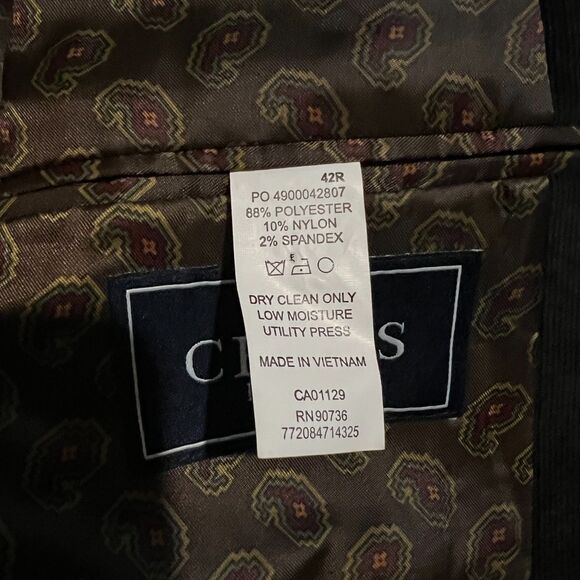 Chaps Black Corduroy Blazer Jacket 42R Paisley Lining Vintage Style - Picture 4 of 7